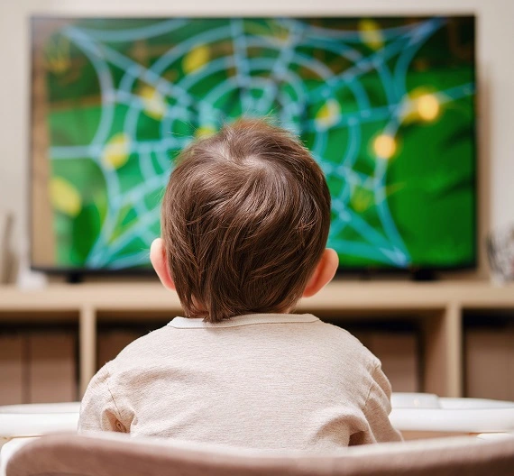 criança assistindo a Hora da Aventura