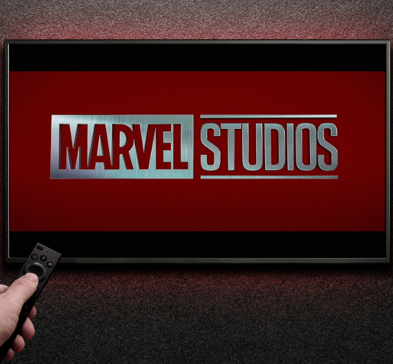tela de TV com a logo da Marvel Studios